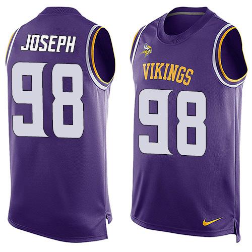 Nike Vikings #98 Linval Joseph Purple Team Color Men's Stitched NFL Limited Tank Top Jersey - Click Image to Close
